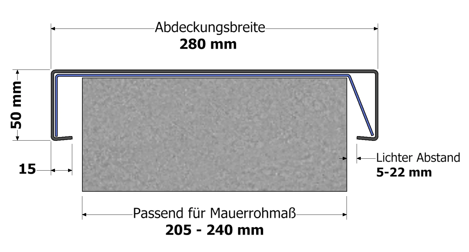 Mauerbreite 205 - 240 mm L