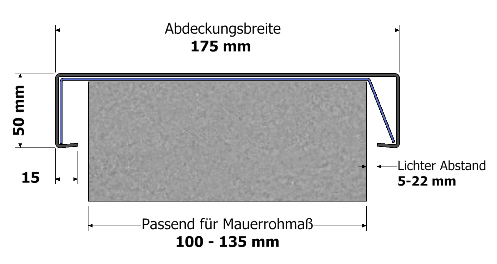 Mauerbreite 100 - 135 mm XS XS